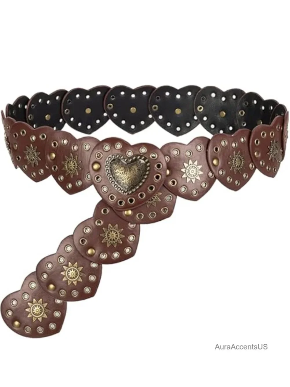 Vintage Western Love-Heart-Waist Boho Cowgirl Belt for Dresses